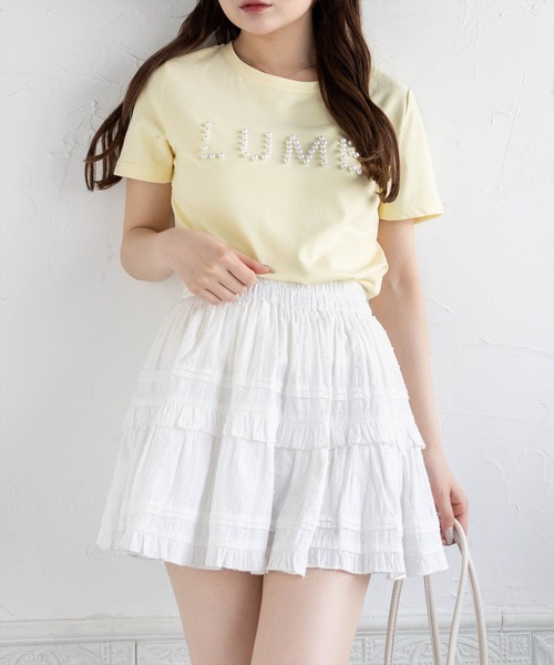 CLEAR BASIC（クリアベーシック）の「パールロゴTシャツ[着回し力抜群 ガーリー]（Tシャツ/カットソー・レディース・イエロー/サックスブルー/ブラック/オフホワイト・F）」の5枚目の写真
