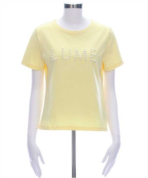 CLEAR BASIC（クリアベーシック）の「パールロゴTシャツ[着回し力抜群 ガーリー]（Tシャツ/カットソー・レディース・イエロー/サックスブルー/ブラック/オフホワイト・F）」の17枚目の写真