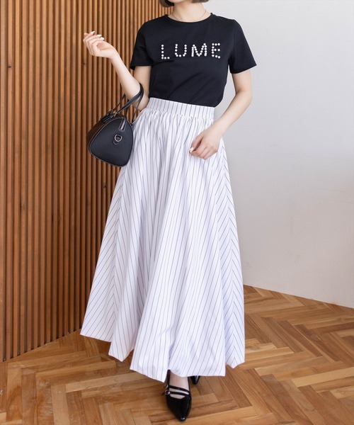 CLEAR BASIC（クリアベーシック）の「パールロゴTシャツ[着回し力抜群 ガーリー]（Tシャツ/カットソー・レディース・イエロー/サックスブルー/ブラック/オフホワイト・F）」の19枚目の写真