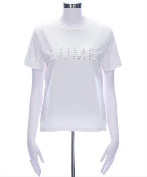 CLEAR BASIC（クリアベーシック）の「パールロゴTシャツ[着回し力抜群 ガーリー]（Tシャツ/カットソー・レディース・イエロー/サックスブルー/ブラック/オフホワイト・F）」の21枚目の写真