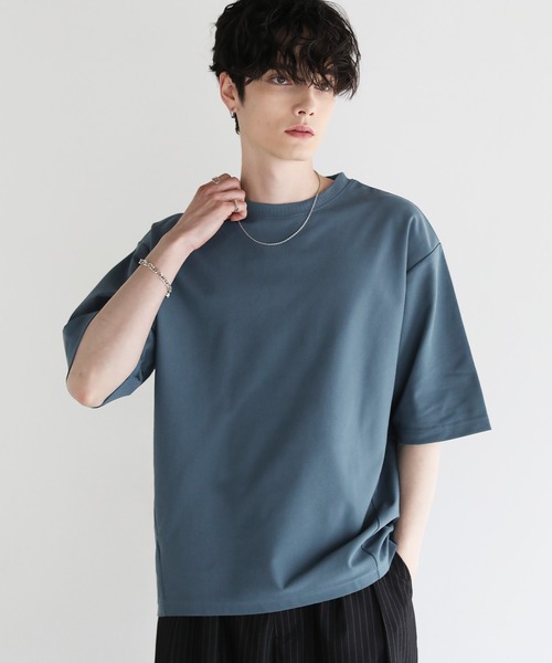 ASTRONOMY（アストロノミー）の「Buyer's Select/【接触冷感/速乾/UVカット/イージーケア】強燃カノコ衿リブ半袖Tシャツ（Tシャツ/カットソー・メンズ・ブルー/ブラック/アッシュブラウン/ライトグレー・LL/M/L）」の4枚目の写真