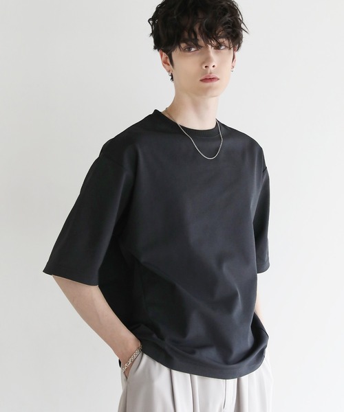 ASTRONOMY（アストロノミー）の「Buyer's Select/【接触冷感/速乾/UVカット/イージーケア】強燃カノコ衿リブ半袖Tシャツ（Tシャツ/カットソー・メンズ・ブルー/ブラック/アッシュブラウン/ライトグレー・LL/M/L）」の2枚目の写真