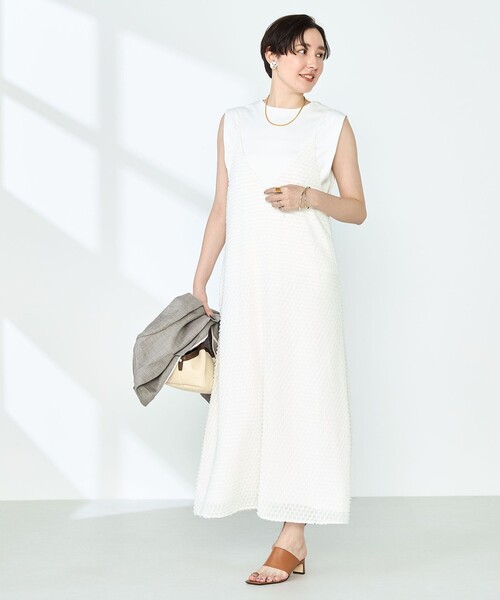 NOLLEY’S（ノーリーズ）の「ウォッシャブルカットジャガードキャミワンピース（ワンピース・レディース・ブラック/オフホワイト・38）」の16枚目の写真