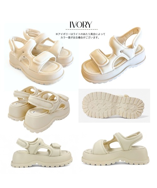 Sugar Sugar（シュガーシュガー）の「厚底スポーツサンダル 【SUGARSUGAR シュガーシュガー】（サンダル・レディース・アイボリー/ブラック・M/L/LL/S）」の19枚目の写真