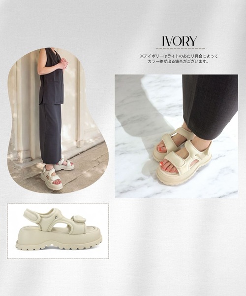 Sugar Sugar（シュガーシュガー）の「厚底スポーツサンダル 【SUGARSUGAR シュガーシュガー】（サンダル・レディース・アイボリー/ブラック・M/L/LL/S）」の20枚目の写真