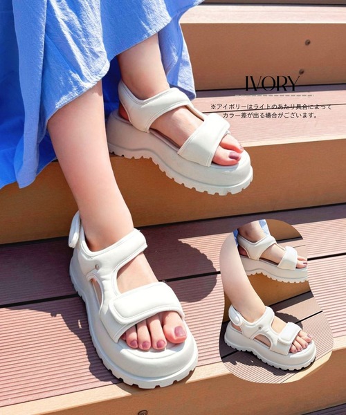 Sugar Sugar（シュガーシュガー）の「厚底スポーツサンダル 【SUGARSUGAR シュガーシュガー】（サンダル・レディース・アイボリー/ブラック・M/L/LL/S）」の22枚目の写真