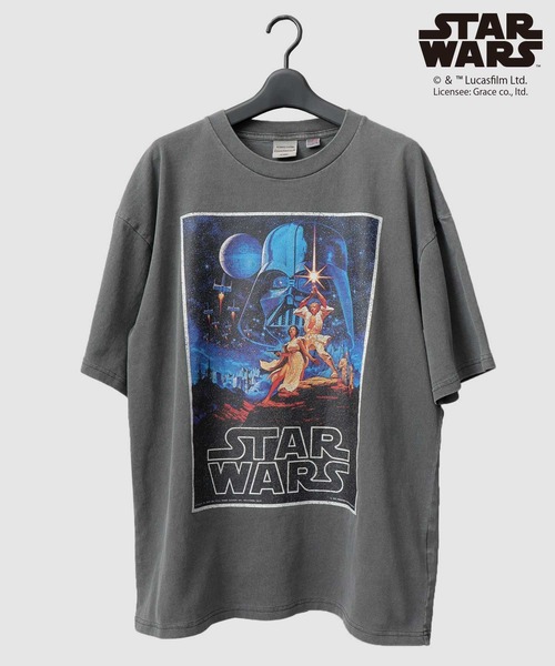 STAR WARS 古着風 クラックプリント ピグメント Tシャツ ビッグ