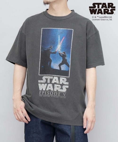 STAR WARS 古着風 クラックプリント ピグメント Tシャツ ビッグ