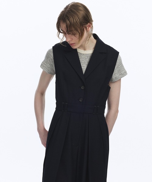 PUBLIC TOKYO(パブリックトウキョウ)の「残りわずか】リネンコンテーラーオールインワン(つなぎ/オールインワン・レディース・ブラック/ネイビー・1/2)」の6枚目の写真