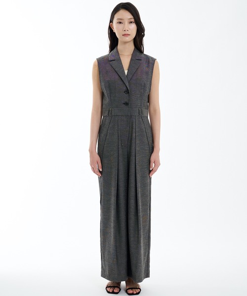 PUBLIC TOKYO(パブリックトウキョウ)の「残りわずか】リネンコンテーラーオールインワン(つなぎ/オールインワン・レディース・ブラック/ネイビー・1/2)」の7枚目の写真