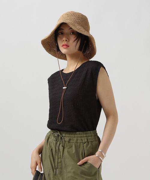 BAYFLOW（ベイフロー）の「[ストレッチ入りで動きやすい]ポコポコノースリーブプルオーバー（Tシャツ/カットソー・レディース・ブラック/アイボリー/ピンク・FREE）」の5枚目の写真