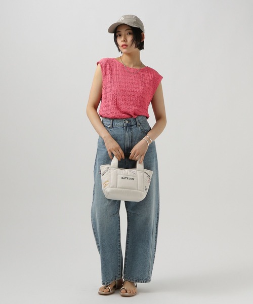 BAYFLOW（ベイフロー）の「[ストレッチ入りで動きやすい]ポコポコノースリーブプルオーバー（Tシャツ/カットソー・レディース・ブラック/アイボリー/ピンク・FREE）」の6枚目の写真