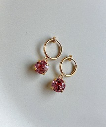 tone（トーン）の「【As】【金属アレルギー対応】NO.184  小ぶりフープ　誕生石　クリスタルガラス　ビジューイヤリング（サージカルステンレス）(MA)（イヤリング）」