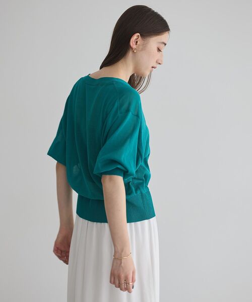 YECCA VECCA（イェッカヴェッカ）の「シアーニットVネックカーディガン（カーディガン/ボレロ・レディース・ブラック/ライトベージュ/ダークベージュ/グリーン・FREE）」の13枚目の写真