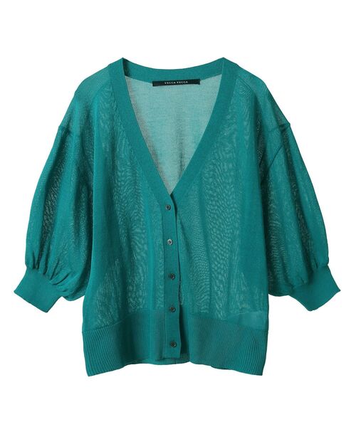 YECCA VECCA（イェッカヴェッカ）の「シアーニットVネックカーディガン（カーディガン/ボレロ・レディース・ブラック/ライトベージュ/ダークベージュ/グリーン・FREE）」の21枚目の写真