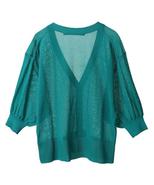 YECCA VECCA（イェッカヴェッカ）の「シアーニットVネックカーディガン（カーディガン/ボレロ・レディース・ブラック/ライトベージュ/ダークベージュ/グリーン・FREE）」の22枚目の写真