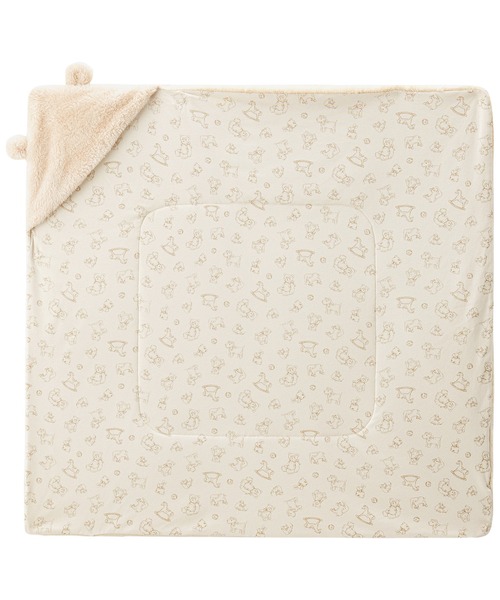 combimini（コンビミニ）の「ふわふわボアくま耳アフガン（おくるみ・キッズ・ライトベージュ/スモークピンク/ネイビー・F）」の2枚目の写真