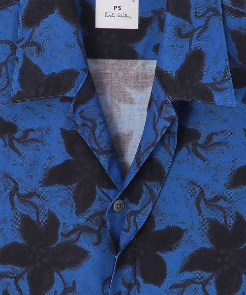 ✨新品タグ付✨PS PaulSmith バンドカラーシャツ　ネイビー　サイズ40 Outline Floral