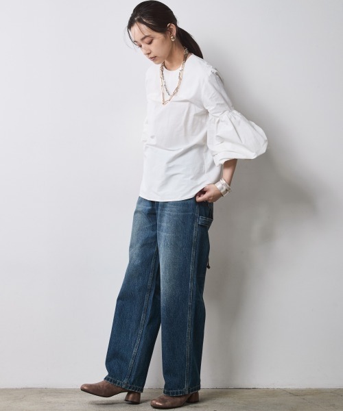 CHIC STYLE（シックスタイル）の「ボリュームスリーブブラウス＜大きいサイズ有＞シックスタイル（シャツ/ブラウス・レディース・ブラック/オフホワイト・5L/4L/3L/LL/L/M）」の3枚目の写真