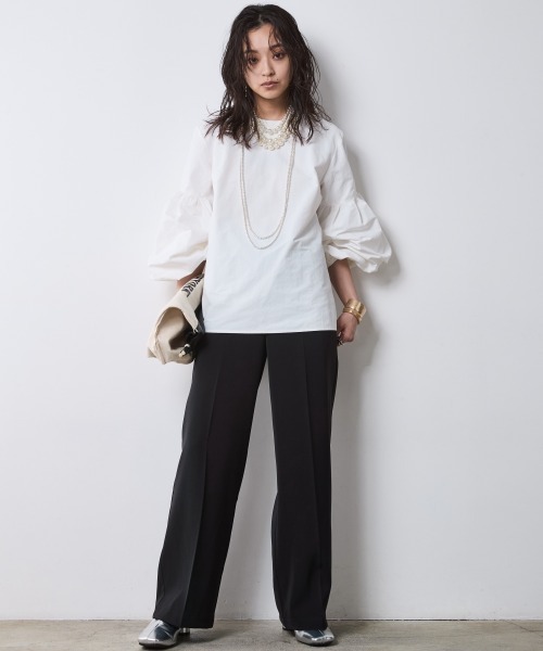 CHIC STYLE（シックスタイル）の「ボリュームスリーブブラウス＜大きいサイズ有＞シックスタイル（シャツ/ブラウス・レディース・ブラック/オフホワイト・5L/4L/3L/LL/L/M）」の12枚目の写真