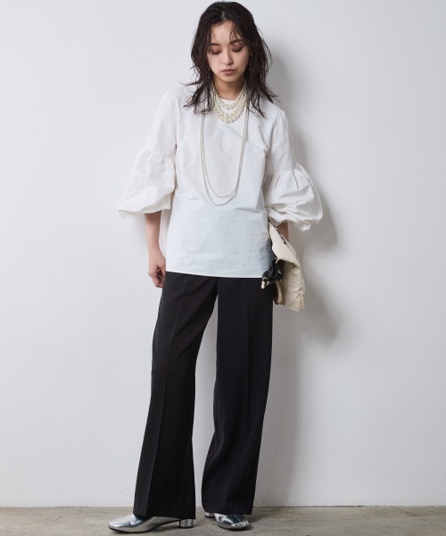 CHIC STYLE（シックスタイル）の「ボリュームスリーブブラウス＜大きいサイズ有＞シックスタイル（シャツ/ブラウス・レディース・ブラック/オフホワイト・5L/4L/3L/LL/L/M）」の21枚目の写真