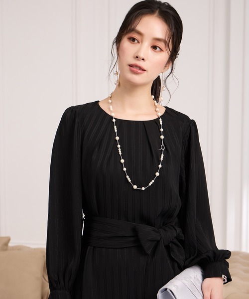 DRESS PLUS(ドレスプラス)の「ウエストリボン付き美シルエットドレス(ドレス・レディース・グレー/ブラック/ベージュ・S/M/L/XL/XXL)」の18枚目の写真