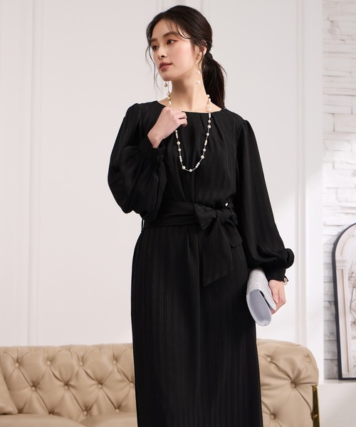 DRESS PLUS(ドレスプラス)の「ウエストリボン付き美シルエットドレス(ドレス・レディース・グレー/ブラック/ベージュ・S/M/L/XL/XXL)」の20枚目の写真