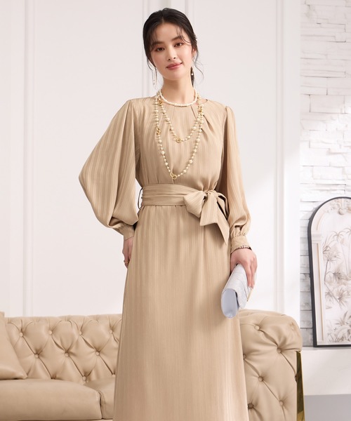 DRESS PLUS(ドレスプラス)の「ウエストリボン付き美シルエットドレス(ドレス・レディース・グレー/ブラック/ベージュ・S/M/L/XL/XXL)」の17枚目の写真