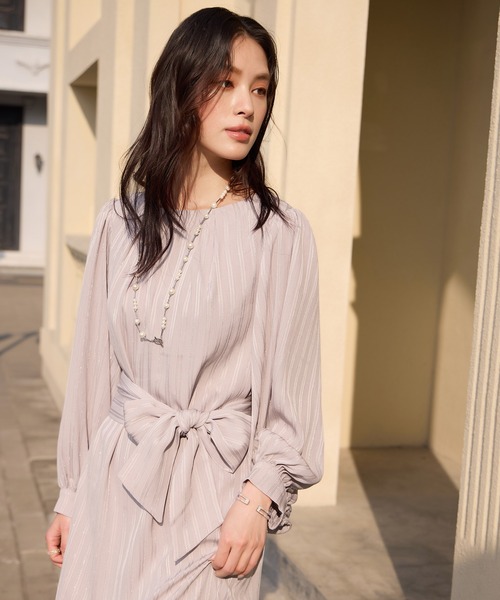 DRESS PLUS(ドレスプラス)の「ウエストリボン付き美シルエットドレス(ドレス・レディース・グレー/ブラック/ベージュ・S/M/L/XL/XXL)」の4枚目の写真