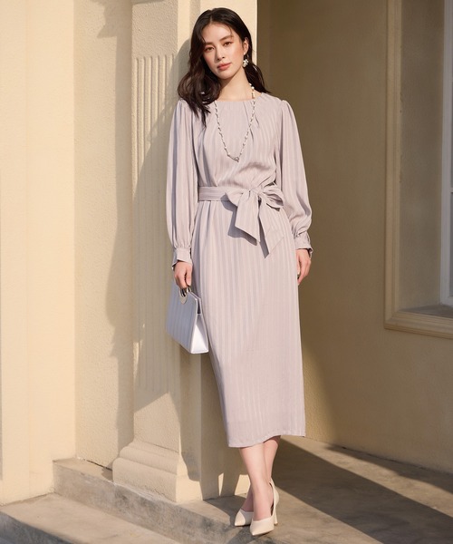 DRESS PLUS(ドレスプラス)の「ウエストリボン付き美シルエットドレス(ドレス・レディース・グレー/ブラック/ベージュ・S/M/L/XL/XXL)」の5枚目の写真