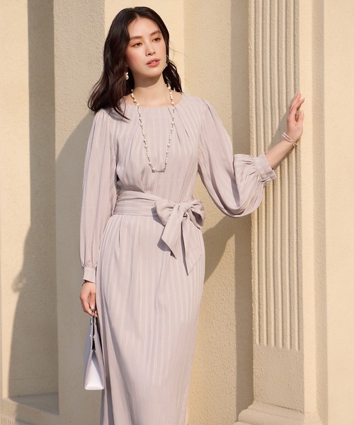 DRESS PLUS(ドレスプラス)の「ウエストリボン付き美シルエットドレス(ドレス・レディース・グレー/ブラック/ベージュ・S/M/L/XL/XXL)」の6枚目の写真