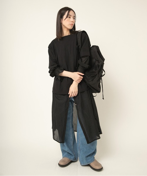 RNA-N（アールエヌエーエヌ）の「D1680 フロッキーランダムドットワンピース（ワンピース・レディース・ブラック/キナリ/カーキ・FREE）」の7枚目の写真