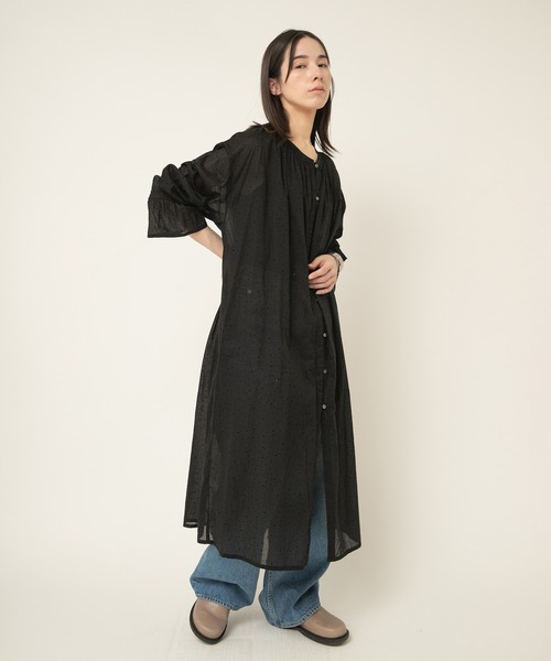 RNA-N（アールエヌエーエヌ）の「D1680 フロッキーランダムドットワンピース（ワンピース・レディース・ブラック/キナリ/カーキ・FREE）」の9枚目の写真