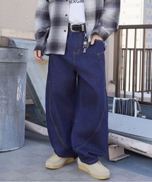 SPINNS（スピンズ）の「デニムワイドバルーンパンツ/バギー/カーブバレルシルエット/ユニセックス（デニムパンツ）」