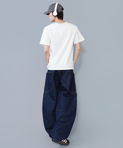 SPINNS（スピンズ）の「デニムワイドバルーンパンツ/バギー/カーブバレルシルエット/ユニセックス（デニムパンツ・メンズ・ブラック/ブルー/ピンク/ネイビー/ブルー系その他・L/M/S）」の11枚目の写真
