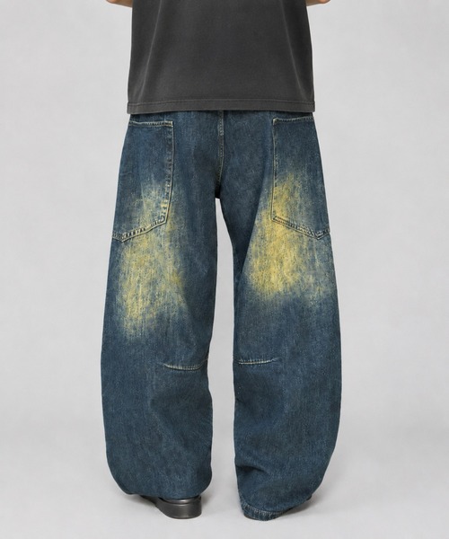 SPINNS（スピンズ）の「デニムワイドバルーンパンツ/バギー/カーブバレルシルエット/ユニセックス（デニムパンツ・メンズ・ブラック/ブルー/ピンク/ネイビー/ブルー系その他・L/M/S）」の20枚目の写真