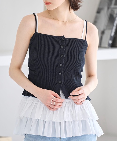 meilmada（メイルマダ）の「ティアードフリルキャミソール（キャミソール・レディース・ホワイト/ブラック・FREE）」の3枚目の写真