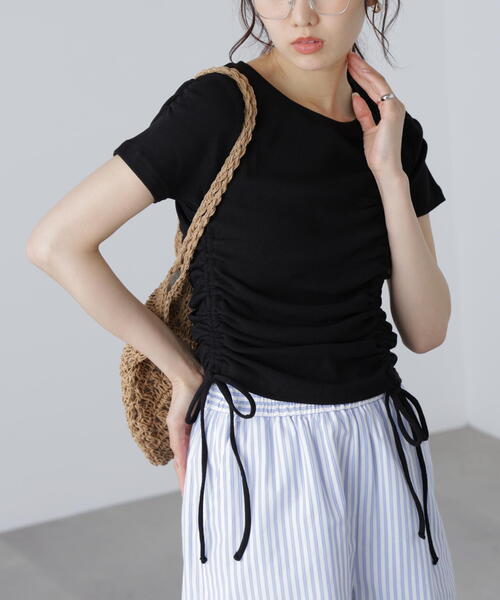 FREE'S MART（フリーズマート）の「アシメドロストリブカットソー（Tシャツ/カットソー・レディース・ブラック/グレー/ピンク/ホワイト・FREE）」の3枚目の写真