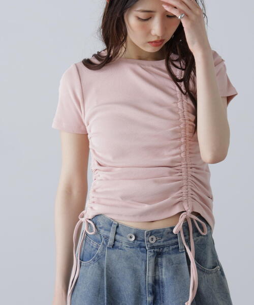 FREE'S MART（フリーズマート）の「アシメドロストリブカットソー（Tシャツ/カットソー・レディース・ブラック/グレー/ピンク/ホワイト・FREE）」の21枚目の写真