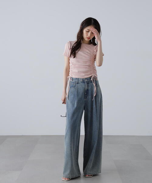 FREE'S MART（フリーズマート）の「アシメドロストリブカットソー（Tシャツ/カットソー・レディース・ブラック/グレー/ピンク/ホワイト・FREE）」の22枚目の写真