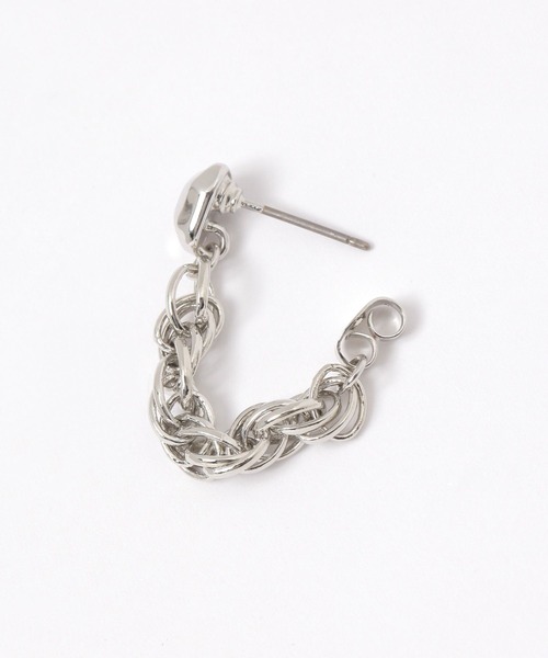 BAYFLOW（ベイフロー）の「輪っかチェーンピアス（ピアス（両耳用）・レディース・ライトグレー/イエロー・FREE）」の4枚目の写真