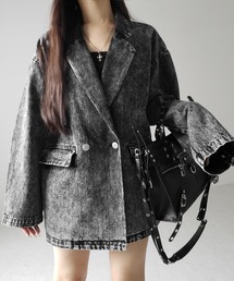 me+em select(~[ZNg)́y fjZbgAbvp\ zBe[WP~Ju[`{[Cthe[[hfjWPbg^ vintage chemical bleach boyfriend tailored denim jacket(fjWPbg)