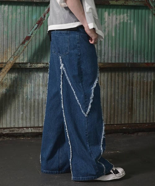 ANEDIST（アンディスト）の「フリンジデニムバギーパンツ（デニムパンツ・メンズ・ブルー/ブラック・M/L）」の3枚目の写真