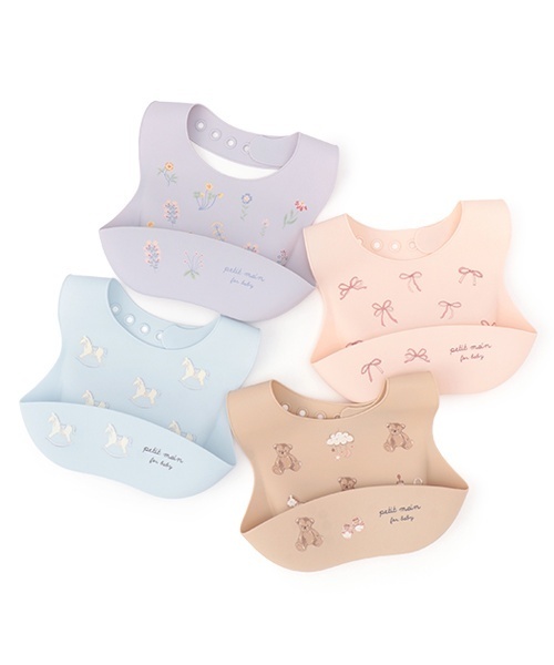 petit main（プティマイン）の「お食事シリコンBIB（マグ/哺乳瓶/お食事グッズ・キッズ・ラベンダー/ベージュ/ライトブルー/ライトピンク・F）」の14枚目の写真