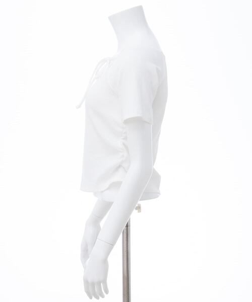 INGNI（イング）の「リボン付レースリブトップス（Tシャツ/カットソー・レディース・オフホワイト/ライトピンク/ブラック・M）」の5枚目の写真