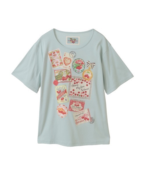 PINK HOUSE（ピンクハウス）の「チェリープリントカットソー（Tシャツ/カットソー・レディース・ブラック/ピンク/キナリ/ライトグリーン/ブルーグレー・MEDIUM/LARGE）」の4枚目の写真