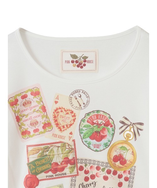 PINK HOUSE（ピンクハウス）の「チェリープリントカットソー（Tシャツ/カットソー・レディース・ブラック/ピンク/キナリ/ライトグリーン/ブルーグレー・MEDIUM/LARGE）」の8枚目の写真