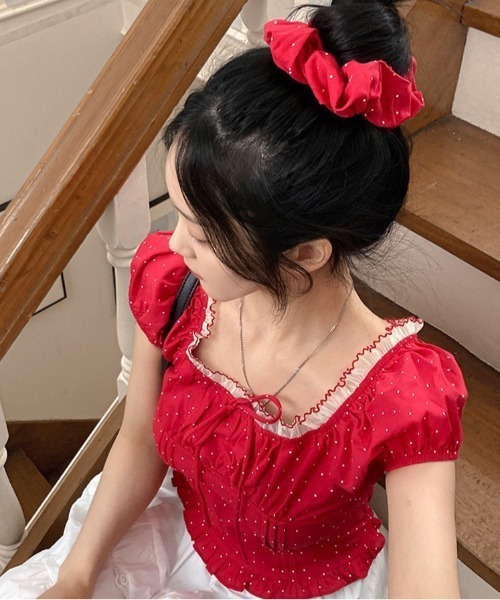 almo（アルモ）の「【LAMPOON】ドットシュシュセットブラウス（シャツ/ブラウス・レディース・ネイビー/ホワイト/レッド・FREE）」の22枚目の写真