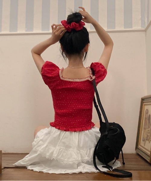 almo（アルモ）の「【LAMPOON】ドットシュシュセットブラウス（シャツ/ブラウス・レディース・ネイビー/ホワイト/レッド・FREE）」の21枚目の写真