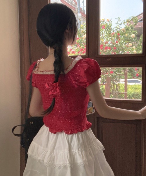 almo（アルモ）の「【LAMPOON】ドットシュシュセットブラウス（シャツ/ブラウス・レディース・ネイビー/ホワイト/レッド・FREE）」の20枚目の写真